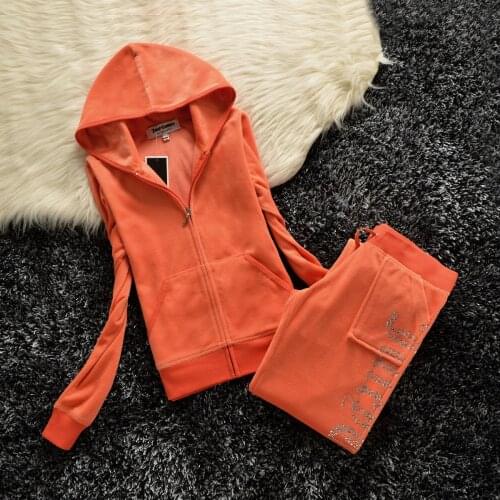 2021 Womens Brand Velvet Spring/Fall Fabric Tracksuits Velour Suit Hoodies Zipper Sweatshirt And Pants Fat Sister Sportswear