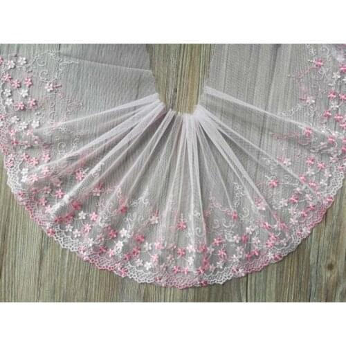 1Yard Handmade DIY Clothing Accessories Floral Embroidery Pink Fabric Curtains Sofa Bra Underwear Lace Trim Hot Sale