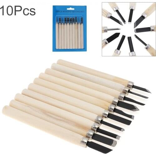 10pcs/Set Woodworking Carving Chisel Tool Set High Carbon Steel Wooden Handle Carving Chisels Wood Working Knifes Woodcut