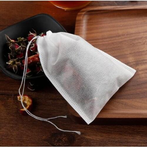 100pcs- 6 * 8cm disposable drawstring non-woven filter bag, powder bag DIY vanilla loose tea non-woven bag