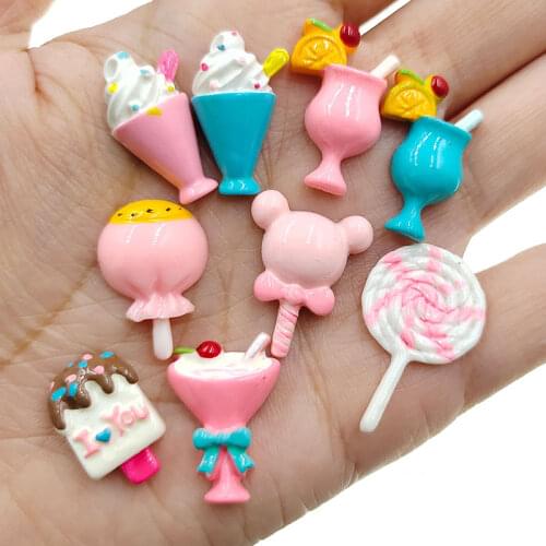 20pcs DIY flat back resin popsicle simulation food resin cabochons pendants for kids earring hair clip accessories
