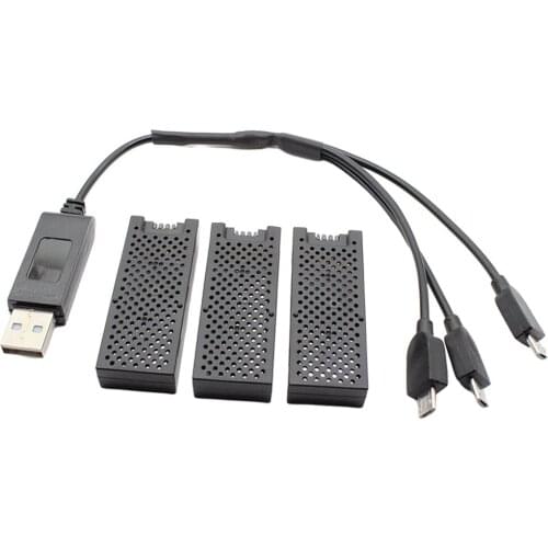 3PCS 3.7V 400mAh Lithium Batteries with USB Charger for WLTOYS XK K12 RC Drone Aircraft Quadcopter Accessories Parts