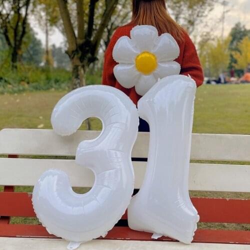 30inch Foil Balloon White Number Balloon 0 1 2 3 4 5 6 7 8 9 Figures Globos Baby Shower Decoration Happy Birthday Party Supplies