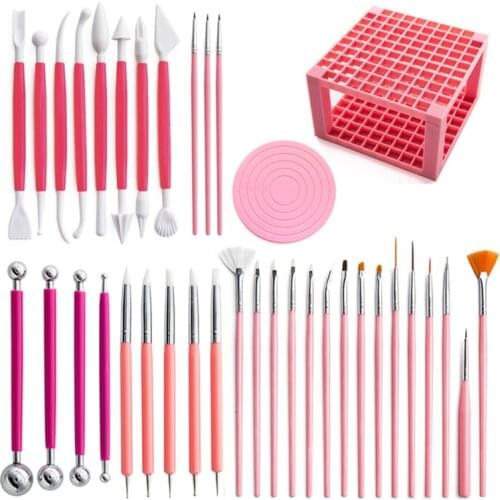 37Pcs Polymer Clay Modeling Tools Set with 96 Hole Rack Dotting Painting Brush