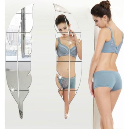 120CMx30CM Large Feather Acrylic Mirror Home Decoration Self-Adhesive Mirror DIY 3D Home Decal Living Room Murals Wall Decor