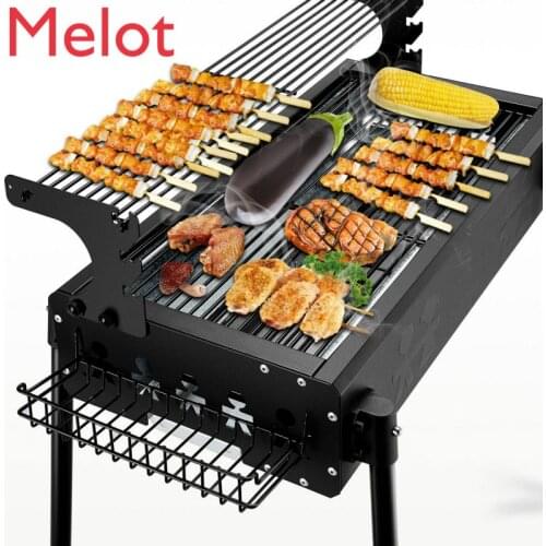 Barbecue Grill Household Portable Thickening Charcoal More than 5 People Mutton Cubes Roasted on a Skewer Barbecue Grill Large
