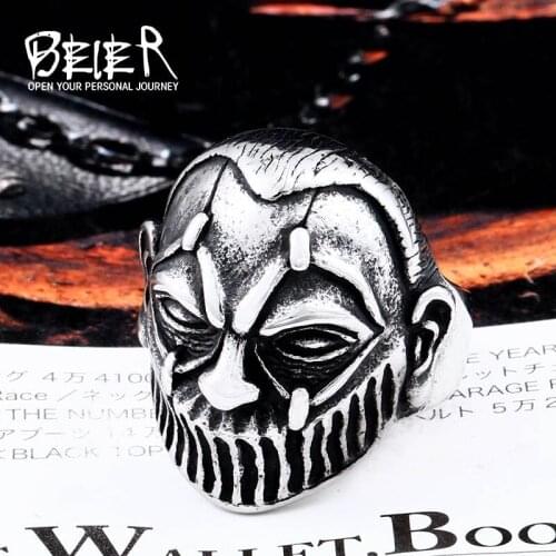 Beier new store 316L Stainless Steel ring HOT Skull mens ring Do not close your eyes High-quality jewelry LLBR8-562R