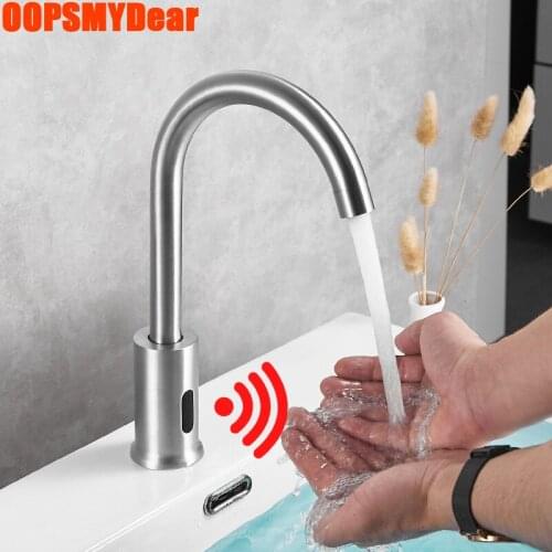 Touchless Faucet Bathroom Infrared Motion Sensor Tap Basin Sink Stainless Steel Kraan Washbasin Automatic Grifo Deck Mount Taps