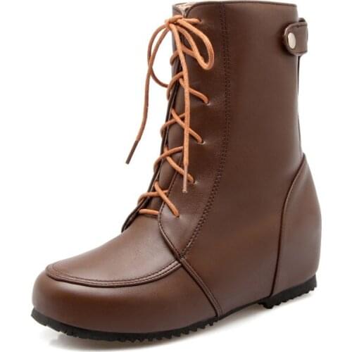 Big Size 9 10 11-19 boots women shoes ankle boots for women ladies boots shoes woman winter Round head front tie