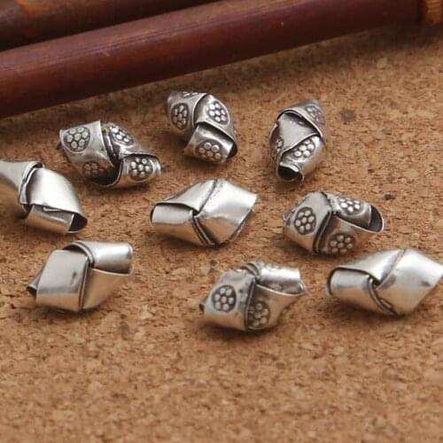 Handcrafted Thai 925 Silver Beads Thailand Sterling Silver Jewelry Beads Pure Silver Jewelry Finding Flower Beads DIY Bracelet