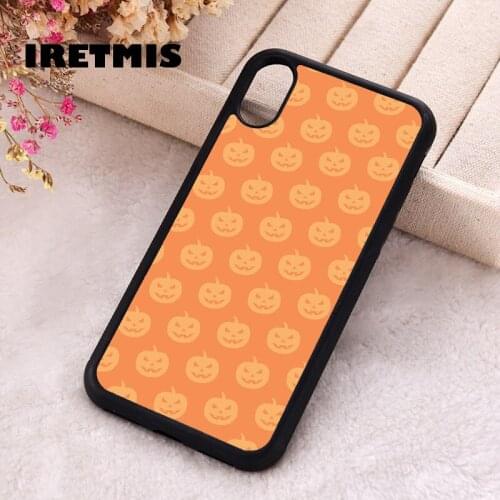 Iretmis 5 5S SE 2020 phone cover cases for iphone 6 6S 7 8 Plus X Xs XR 11 12 MINI Pro Max Soft Silicone TPU Orange Pumpkins