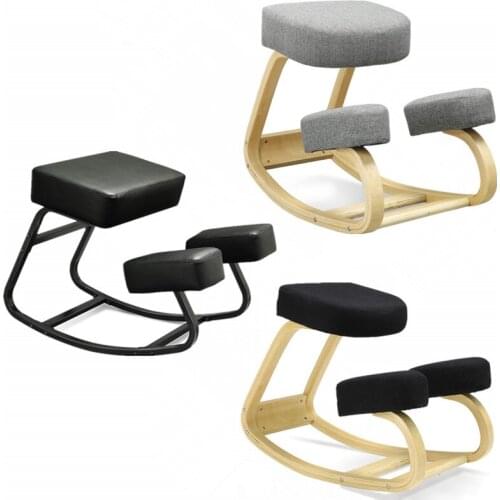 JOYLIVE Rocking Wood Kneel Stool Ergonomic Kneeling Chair with Thick Cushion for Improving Posture Relieve Knee Pressure 2021