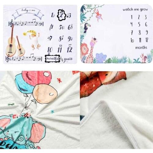 Baby Blanket Soft Flannel Photography Monthly Photo Newborn Children Cartoon Milestone Sleeping Bath Crawling