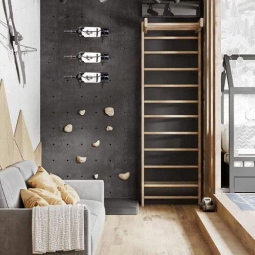 Home Bar Kitchen Storage Organizer Simple Wall Mounted Iron Black Bottle Holders