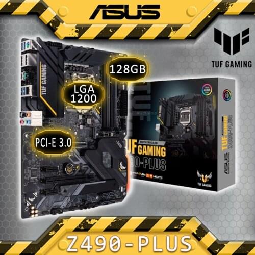 LGA1200 Asus TUF GAMING Z490-PLUS Motherboard DDR4 Intel 10th-Gen CPU PCI-E 3.0 Overlocking RGB Intel Z490 Placa-mãe 1200 DDR4