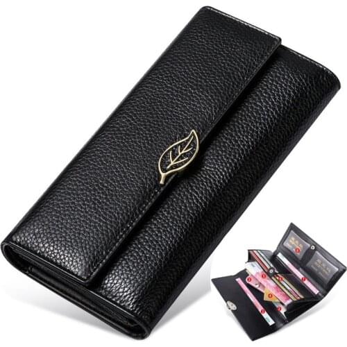 Fashion Womens Wallet Genuine Leather Wallet Long Clutch Bag for Female Card Holder Purse RFID Blocking High Quality