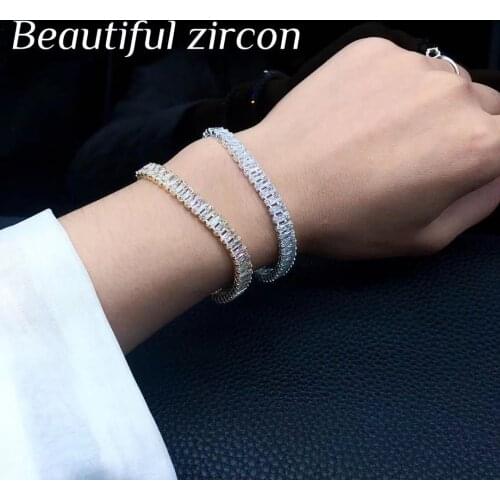 New fashion shiny copper zircon luxury jewelry bracelet exquisite crystal womens wedding party bracelet jewelry accessories who
