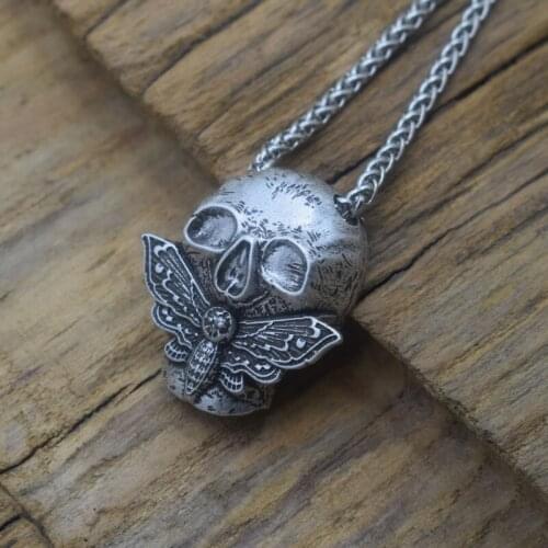 12pcs Dead Head Skull Moth Butterfly Necklace Halloween Gift Mysterious Jewelry