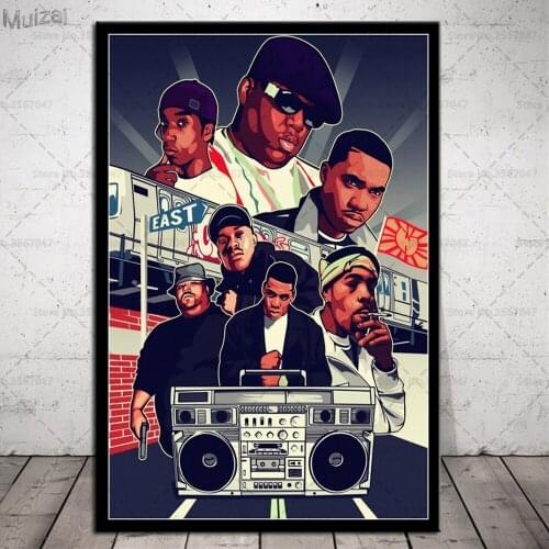 2PAC West Coast Poster Hip Hop Biggie Smalls East Coast Canvas Painting Posters and Prints Wall Art for Living Room Home Decor