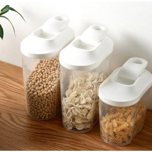 Plastic Cereal Dispenser Sealed Crisper Grains Rice Nut Snack Tank Storage Box Transparent Kitchen Refrigerator Food Container