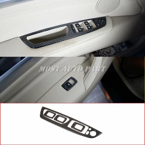 Carbon Fiber Interior Window Lift Butoon Cover Trim For BMW X5 X6 E70 E71 2008-2013 4pcs LHD Car Decoration Car Trim