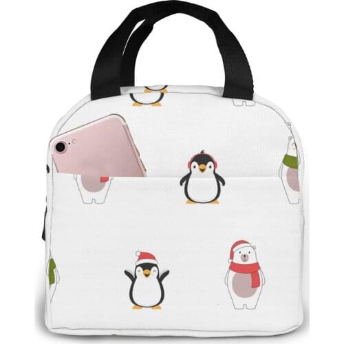 Christmas Animals Lunch Bag Portable Insulated Thermal Cooler Bento Lunch Box Tote Picnic Storage Bag Pouch