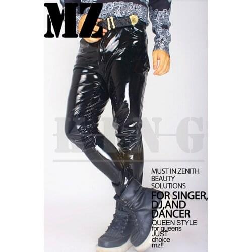 S-xxxl ! 2020 Plus Size Rights Chi Long Gd Super Soft Black Mens Singer Patent Leather Mirror Leather Pants Trousers