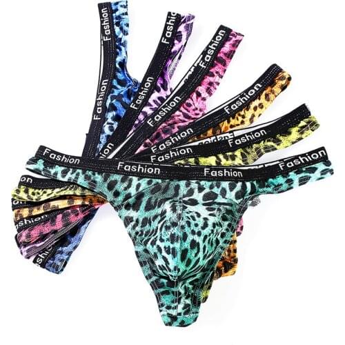 8PCS/Lots Men Thong G-string Leopard Underwear Jockstrap Sexy Bugle Pouch Gay Panties Lingerie String T-back Thongs Bikini Tanga