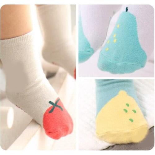 Spring Summer Unisex Baby Socks Short Cotton Sock Baby Boy Girl Cute Pattern Floor Socks fruit Print Anti Slip Skid Socks