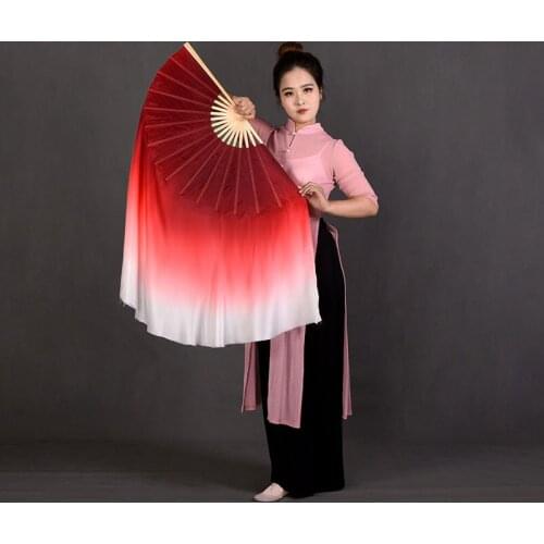 100% Silk Burgundy White Silk Veils Chiense Yangko Dance Short Hand Fan Two Layers Half Circle 61cm-86cm Length