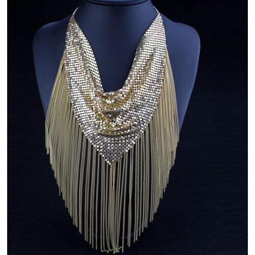 High Quality Hand-Woven Sequin Tassel Necklace Nightclub Bar DJ Female Singer Fashion Performance Wear Stage Accessories DWY3620