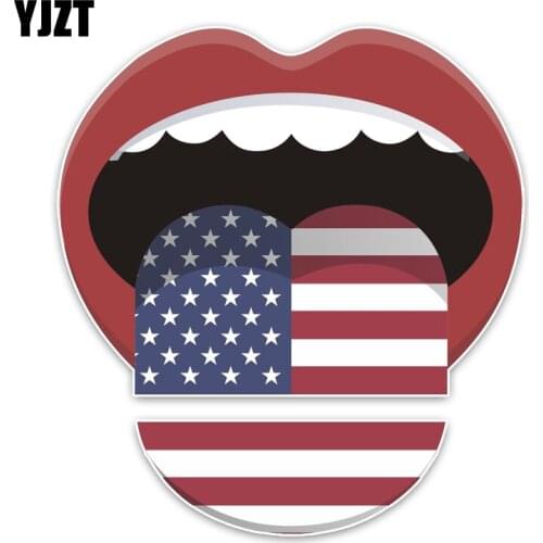 YJZT 14.2*15.5CM Interesting Colored United States National Flag Cartoon Car Sticker Motorcycle Decoration Graphic C1-5507