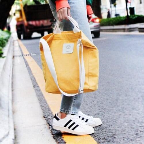 Women handbags 2020 new high quality canvas cloth shoulder bag reusable environmental storage shopping tote bags for teenage