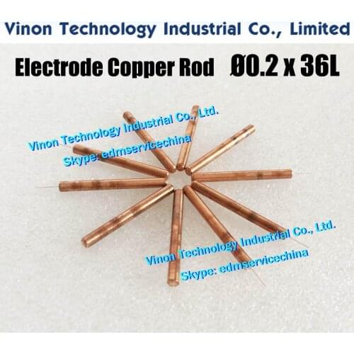 10 PCS PACK) EDM Electrode Copper Rod d=0.2mm,Shank D6.0mm, Shank 30Lmm, Overall length 36Lmm. Copper Rod for Electro-Discharge