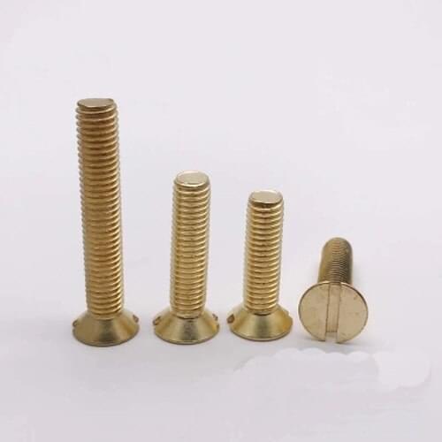 2pcs M8 Brass Mechanical screw flat head bolt Slotted screws one line socket Countersunk heads bolts 45mm-80mm Length