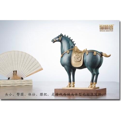 34CM-TOP COOL present Business office success GOOD luck efficacious Talisman Money Drawing RETRO HORSE bronze ART sculpture