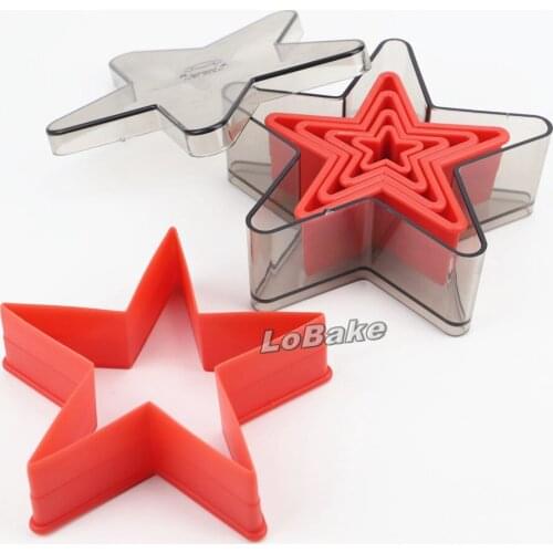 5pcs/set) Flat Edge Five-point-star pentagon Shaped PP plastic Cookie Cutter Baking cookie dough cutter moldes fondant tools
