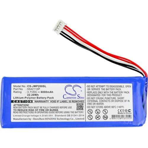 Cameron Sino 6000mAh Battery 5542110P for JBL Pulse 2, Pulse II , PULSE2BLKUS