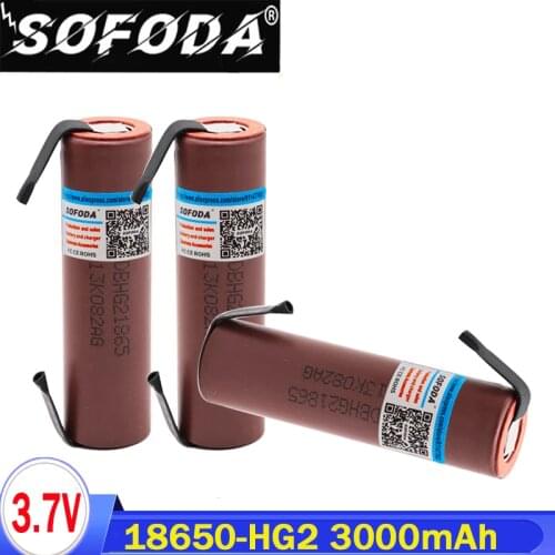 Battery 18650 HG2 3000mAh with strips soldered batteries for screwdrivers 30A high current + DIY nickel inr18650 hg2