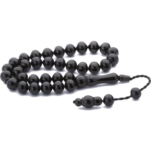 Black Natural Erzurum Jet Stone Prayer Bead Men Rosary Islamic Tasbih Made in Turkey