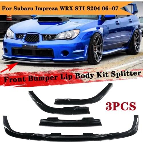 3pcs Lip Spoiler Splitter Deflector Lips Cover Trim Body Kit For Subaru Impreza WRX Sti S204 2006-2007