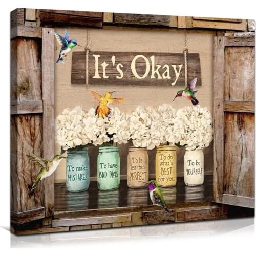 Rustic Flowers Painting Canvas Wall Art Bedroom Pictures Vintage Print Inspiration Words Quotes Printing Room Posters Decoration