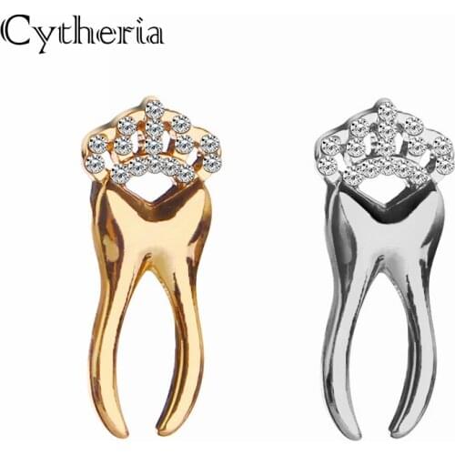 Tooth Fairy pin brooch Dentist Jewelry Badges i love my tooth Brooches teeth with crystal Crown Lapel pin Gift children girls