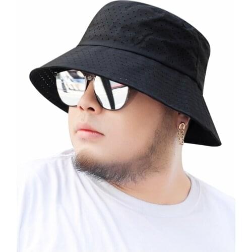 Drop Shipping 2021 Summer Breathable and Cool Thin Large Fisherman Hat Men Big Size Hollow Out Bucket Hat 54-58cm 58-63cm