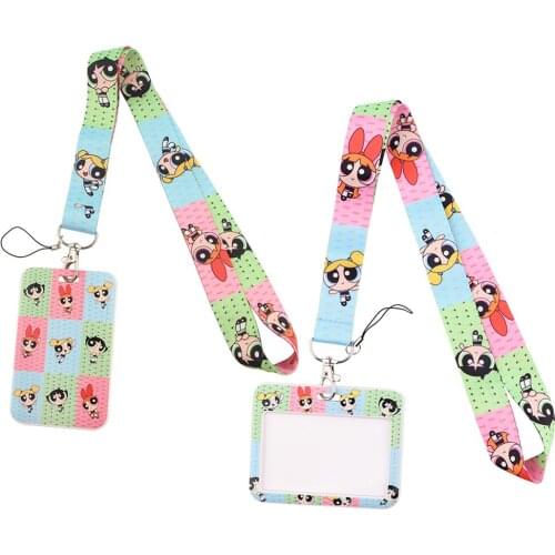 ER835 Cartoon Girl Personality Card Holder ID Holder Bus Card Holder Staff Card Lanyard For Keys Phone DIY Hang Rope Kids Gifts