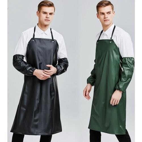 Apron PVC Mens Waterproof And Oil-proof Waist Pinafore Womens Home Kitchen Cooking Hotel Chef Work Clothes Apron