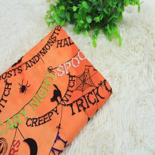 Brand Design Spider Web Black Cat pumpkin Ghost Halloween Trick or Treat Cotton Fabric for sewing bedding cloth decoration