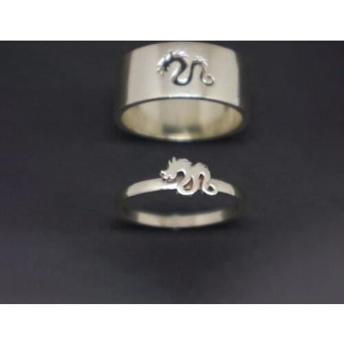 Punk Dragon Couple Ring Set for Women Men Cute Little Dinosaur Ring Fashion Stainless Steel Statement Women Sweetheart Ring