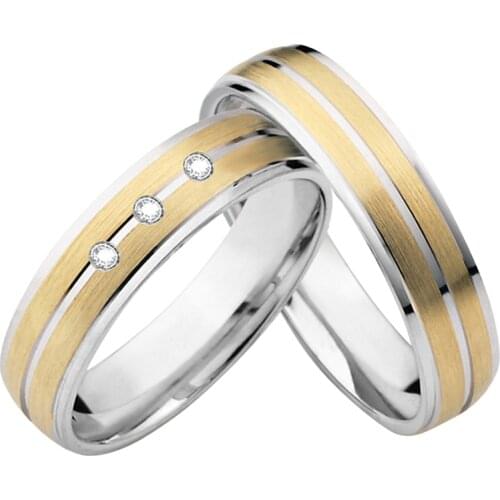 Lovers Alliances Wedding Band Jewelry Ring Pair Bicolor Western Marriage Promise Engagement Couple Rings for women