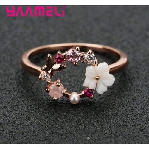 Bohemian S925 Sterling Silver Flower Rings for Women Fashion Statement Jewelry Wedding Band Bague Bijoux Girls Gifts